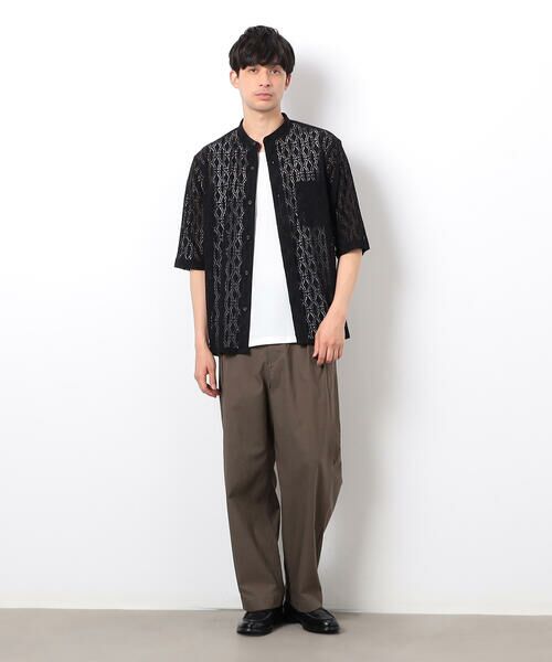 COMME CA ISM / コムサイズム シャツ・ブラウス | 透かし柄レース 五分袖 バンドカラーシャツ | 詳細2
