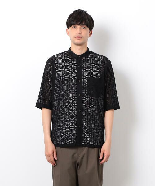 COMME CA ISM / コムサイズム シャツ・ブラウス | 透かし柄レース 五分袖 バンドカラーシャツ | 詳細5