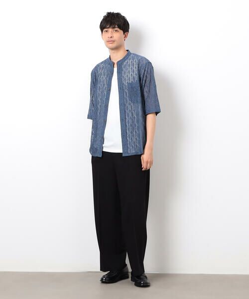 COMME CA ISM / コムサイズム シャツ・ブラウス | 透かし柄レース 五分袖 バンドカラーシャツ | 詳細13