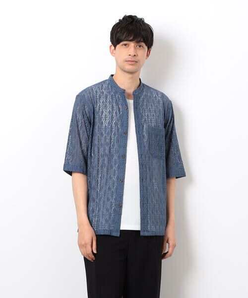 COMME CA ISM / コムサイズム シャツ・ブラウス | 透かし柄レース 五分袖 バンドカラーシャツ | 詳細15