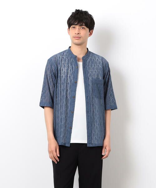 COMME CA ISM / コムサイズム シャツ・ブラウス | 透かし柄レース 五分袖 バンドカラーシャツ | 詳細16