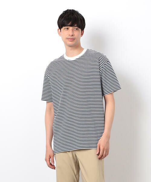 COMME CA ISM / コムサイズム Tシャツ | 【コットン100%】USAコットン ボーダーTシャツ(ネイビー×ホワイト)