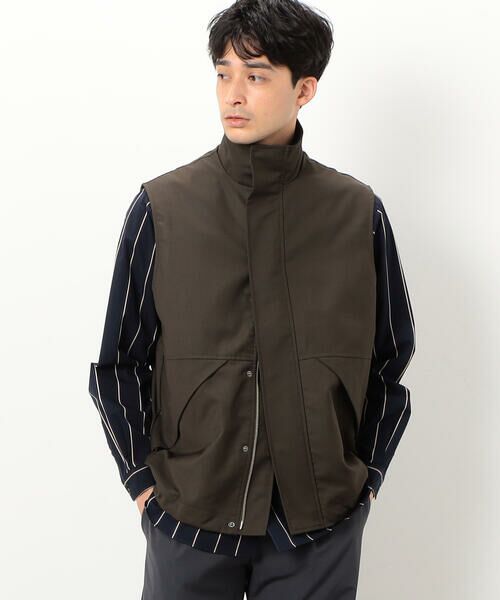 COMME CA ISM / コムサイズム ベスト | スタンドカラー ジップアップ ベスト(オリーブ)