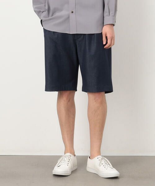 COMME CA ISM / コムサイズム ショート・ハーフ・半端丈パンツ | デニムライク ワンタックハーフパンツ | 詳細3