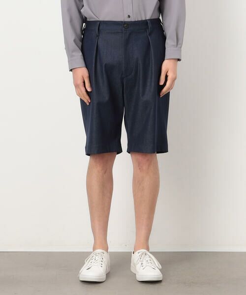 COMME CA ISM / コムサイズム ショート・ハーフ・半端丈パンツ | デニムライク ワンタックハーフパンツ | 詳細4