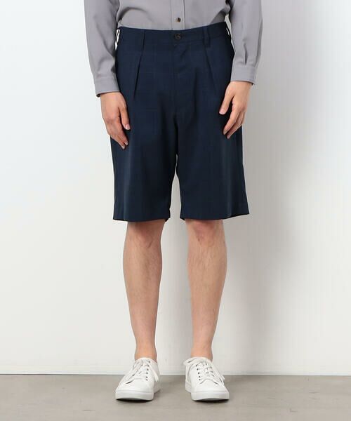 COMME CA ISM / コムサイズム ショート・ハーフ・半端丈パンツ | ウィンドペン柄 ワンタックハーフパンツ | 詳細4