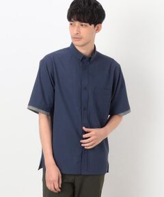 COMME CA ISM / コムサイズム シャツ・ブラウス | フェイクレイヤー リネンライクストレッチ 半袖 ボタンダウンシャツ