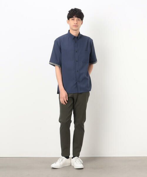 COMME CA ISM / コムサイズム シャツ・ブラウス | フェイクレイヤー リネンライクストレッチ 半袖 ボタンダウンシャツ | 詳細1