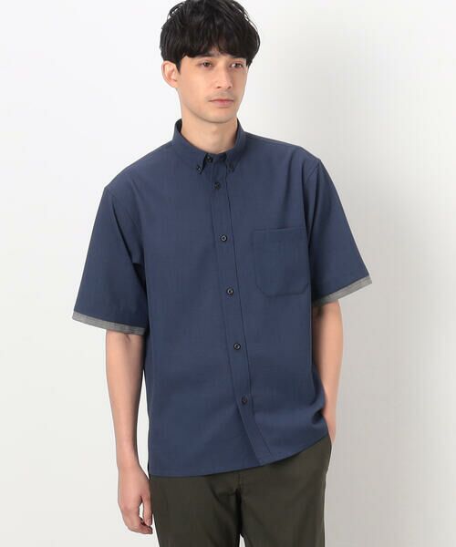 COMME CA ISM / コムサイズム シャツ・ブラウス | フェイクレイヤー リネンライクストレッチ 半袖 ボタンダウンシャツ | 詳細2