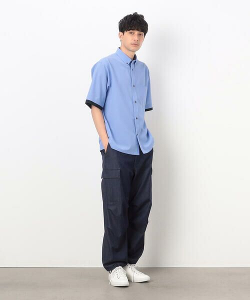 COMME CA ISM / コムサイズム シャツ・ブラウス | フェイクレイヤー リネンライクストレッチ 半袖 ボタンダウンシャツ | 詳細4