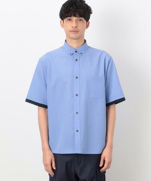 COMME CA ISM / コムサイズム シャツ・ブラウス | フェイクレイヤー リネンライクストレッチ 半袖 ボタンダウンシャツ | 詳細6