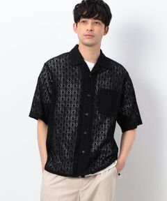COMME CA ISM / コムサイズム シャツ・ブラウス | 透かし柄レース オープンカラーシャツ