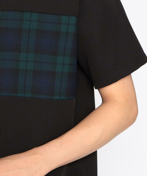 COMME CA ISM / コムサイズム Tシャツ | チェック切り替え スムースタッチ 布帛Tシャツ | 詳細7