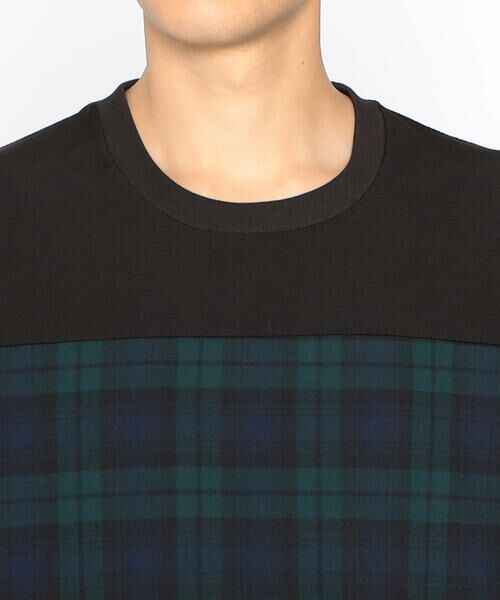 COMME CA ISM / コムサイズム Tシャツ | チェック切り替え スムースタッチ 布帛Tシャツ | 詳細5