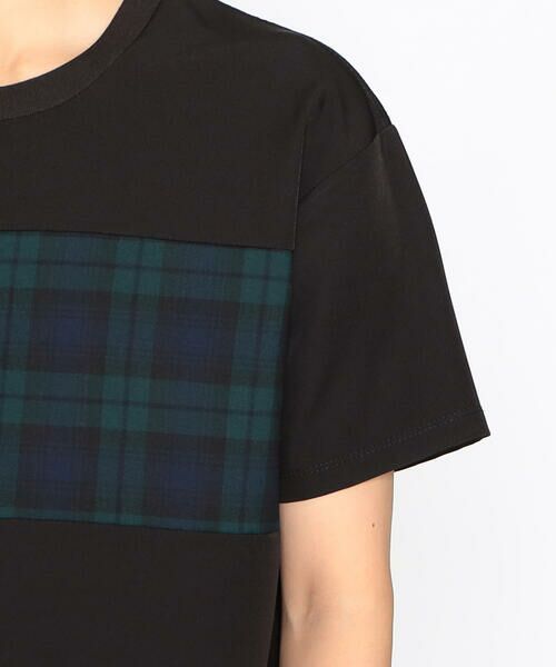 COMME CA ISM / コムサイズム Tシャツ | チェック切り替え スムースタッチ 布帛Tシャツ | 詳細6