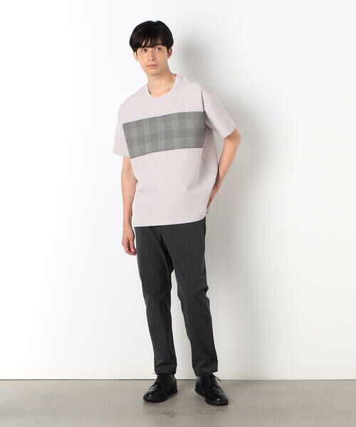COMME CA ISM / コムサイズム Tシャツ | チェック切り替え スムースタッチ 布帛Tシャツ | 詳細11