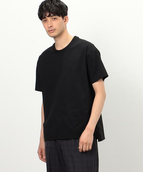 COMME CA ISM / コムサイズム Tシャツ | 梨地ジョーゼット ガムストレッチ Tシャツ(ブラック)