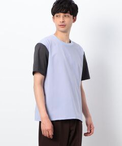 COMME CA ISM / コムサイズム Tシャツ | ウールライク布帛 袖切り替えＴシャツ