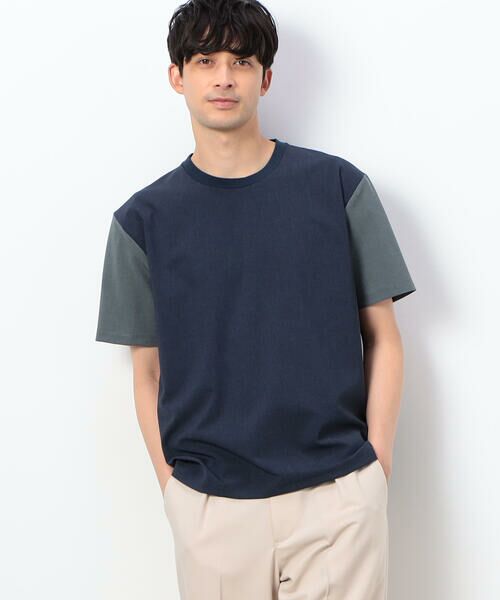 COMME CA ISM / コムサイズム Tシャツ | ウールライク布帛 袖切り替えＴシャツ | 詳細14