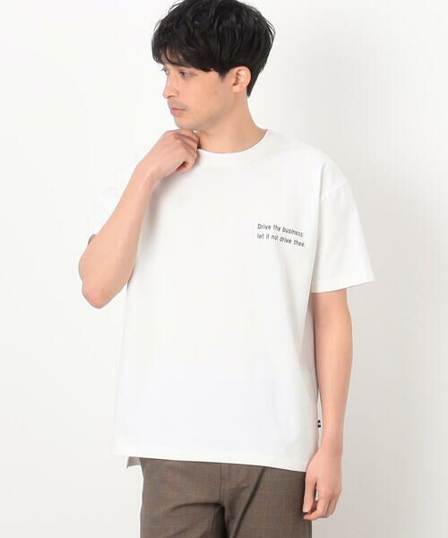 COMME CA ISM / コムサイズム Tシャツ | USAコットン引き揃え天竺 ロゴTシャツ(ホワイト)