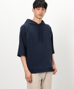 COMME CA ISM / コムサイズム パーカー | ウィンドペン柄 ５分袖 プルオーバーパーカ