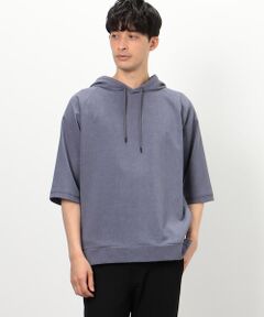 COMME CA ISM / コムサイズム パーカー | ウィンドペン柄 ５分袖 プルオーバーパーカ