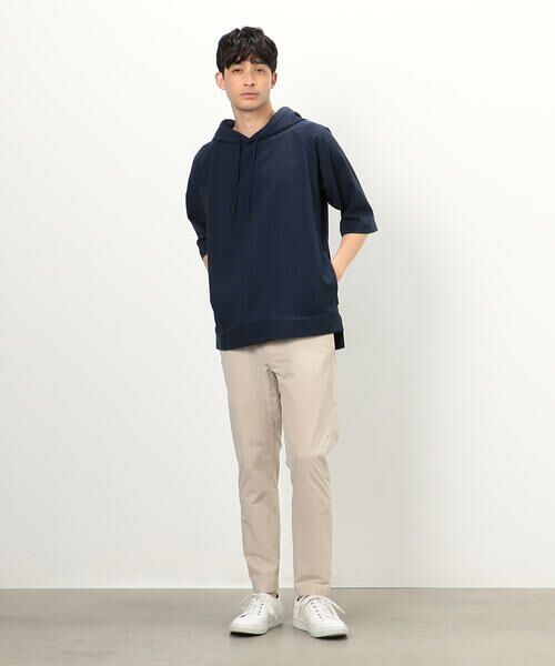 COMME CA ISM / コムサイズム パーカー | ウィンドペン柄 ５分袖 プルオーバーパーカ | 詳細1