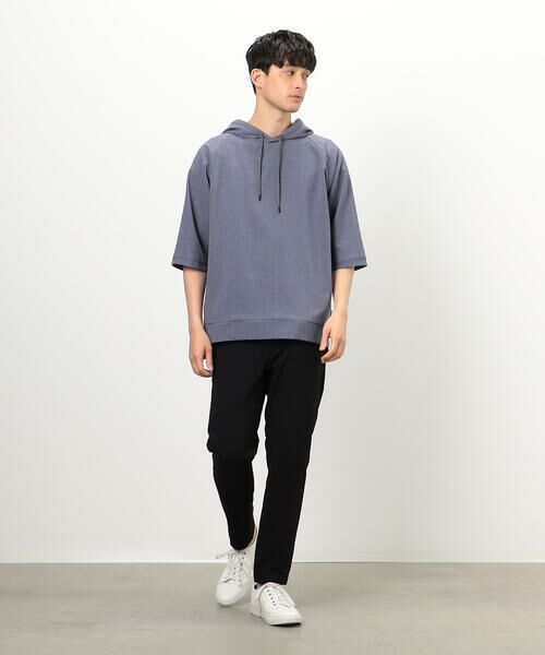 COMME CA ISM / コムサイズム パーカー | ウィンドペン柄 ５分袖 プルオーバーパーカ | 詳細4