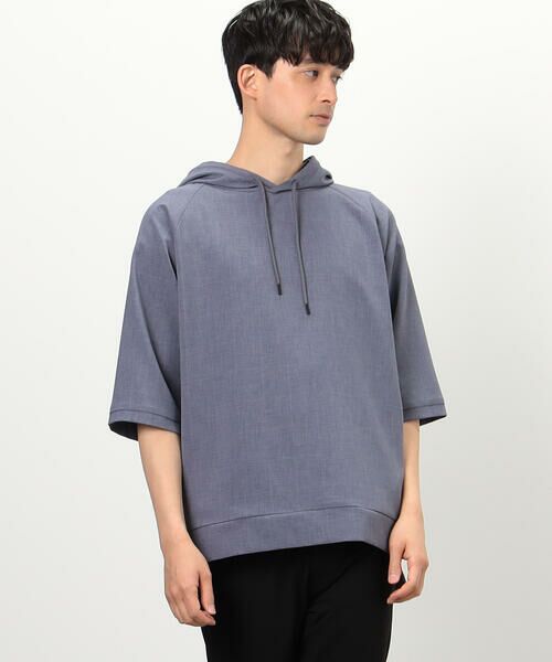 COMME CA ISM / コムサイズム パーカー | ウィンドペン柄 ５分袖 プルオーバーパーカ | 詳細6