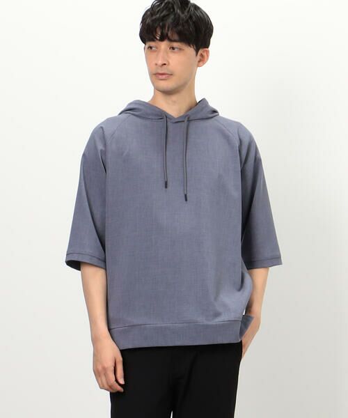 COMME CA ISM / コムサイズム パーカー | ウィンドペン柄 ５分袖 プルオーバーパーカ | 詳細7