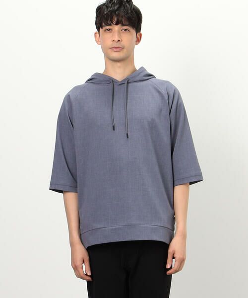 COMME CA ISM / コムサイズム パーカー | ウィンドペン柄 ５分袖 プルオーバーパーカ | 詳細8