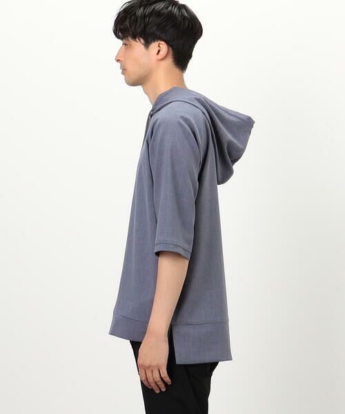 COMME CA ISM / コムサイズム パーカー | ウィンドペン柄 ５分袖 プルオーバーパーカ | 詳細9