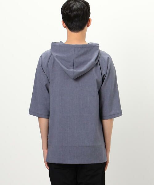 COMME CA ISM / コムサイズム パーカー | ウィンドペン柄 ５分袖 プルオーバーパーカ | 詳細10