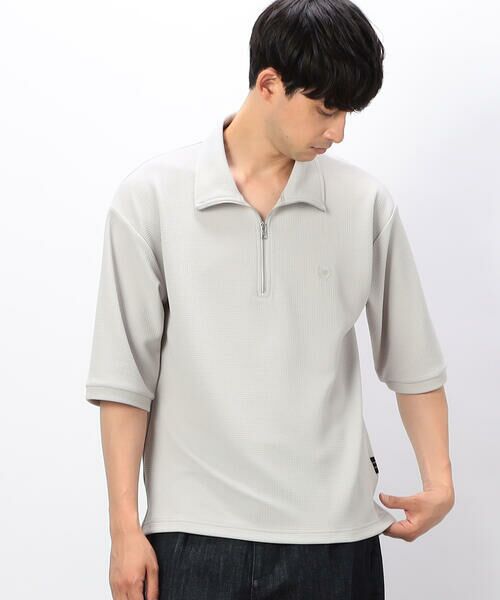 COMME CA ISM / コムサイズム カットソー | ハーフジップ プルオーバー(ライトグレー)