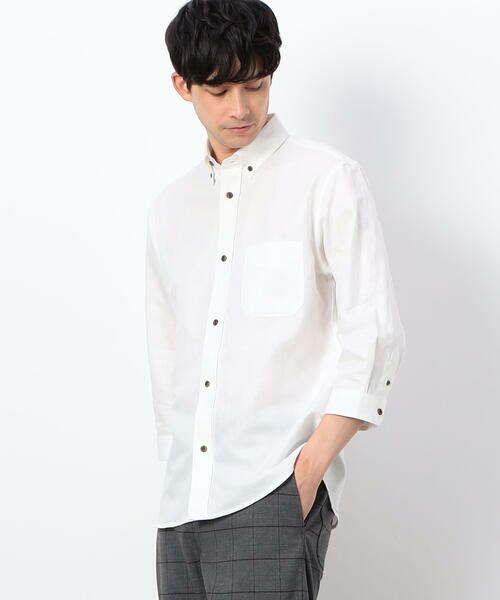 COMME CA ISM / コムサイズム シャツ・ブラウス | ハードマンズリネン スーピマコットン 7分袖 ボタンダウンシャツ | 詳細4