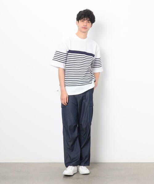 COMME CA ISM / コムサイズム Tシャツ | ウォッシャブル ボーダーニットTシャツ | 詳細1