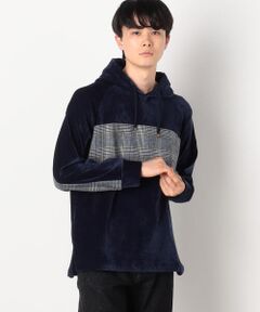 COMME CA ISM / コムサイズム パーカー | シェニールヤーン チェック切り替え プルパーカ