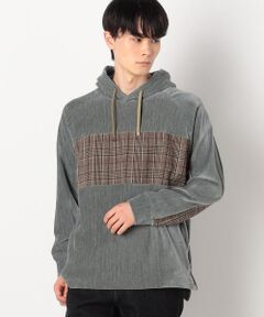 COMME CA ISM / コムサイズム パーカー | シェニールヤーン チェック切り替え プルパーカ