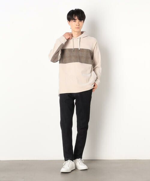 COMME CA ISM / コムサイズム パーカー | シェニールヤーン チェック切り替え プルパーカ | 詳細1