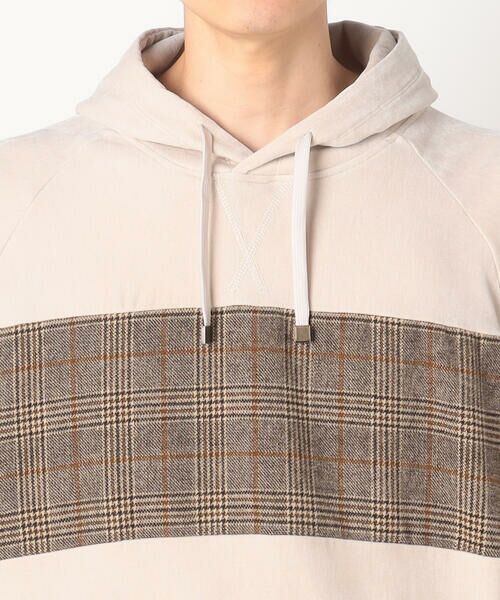 COMME CA ISM / コムサイズム パーカー | シェニールヤーン チェック切り替え プルパーカ | 詳細6