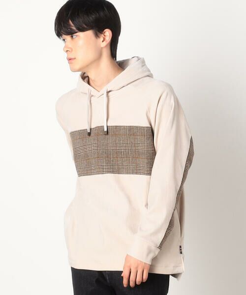 COMME CA ISM / コムサイズム パーカー | シェニールヤーン チェック切り替え プルパーカ | 詳細2