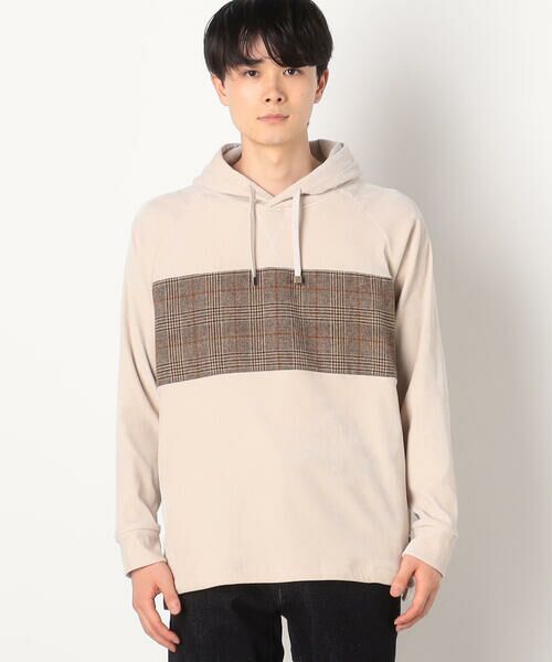 COMME CA ISM / コムサイズム パーカー | シェニールヤーン チェック切り替え プルパーカ | 詳細3