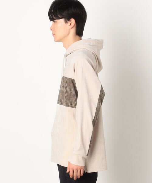 COMME CA ISM / コムサイズム パーカー | シェニールヤーン チェック切り替え プルパーカ | 詳細4