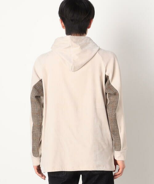 COMME CA ISM / コムサイズム パーカー | シェニールヤーン チェック切り替え プルパーカ | 詳細5