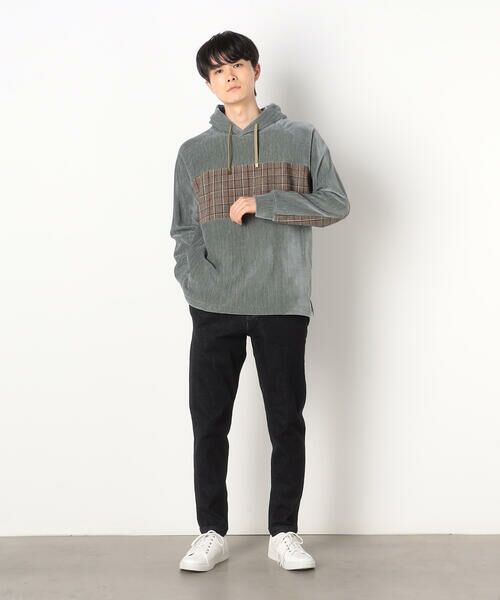 COMME CA ISM / コムサイズム パーカー | シェニールヤーン チェック切り替え プルパーカ | 詳細15