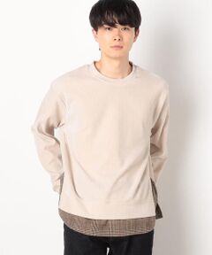 COMME CA ISM / コムサイズム カットソー | シェニールヤーン チェック切り替え トレーナー