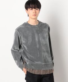 COMME CA ISM / コムサイズム カットソー | シェニールヤーン チェック切り替え トレーナー