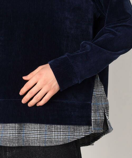 COMME CA ISM / コムサイズム カットソー | シェニールヤーン チェック切り替え トレーナー | 詳細10