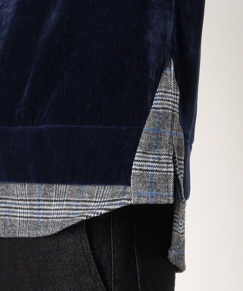 COMME CA ISM / コムサイズム カットソー | シェニールヤーン チェック切り替え トレーナー | 詳細11