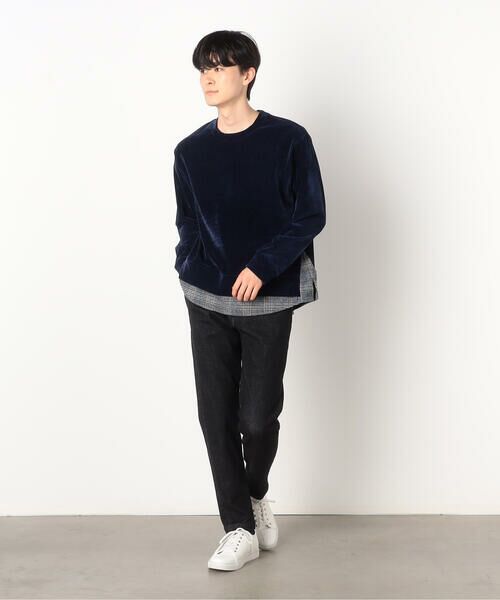 COMME CA ISM / コムサイズム カットソー | シェニールヤーン チェック切り替え トレーナー | 詳細3